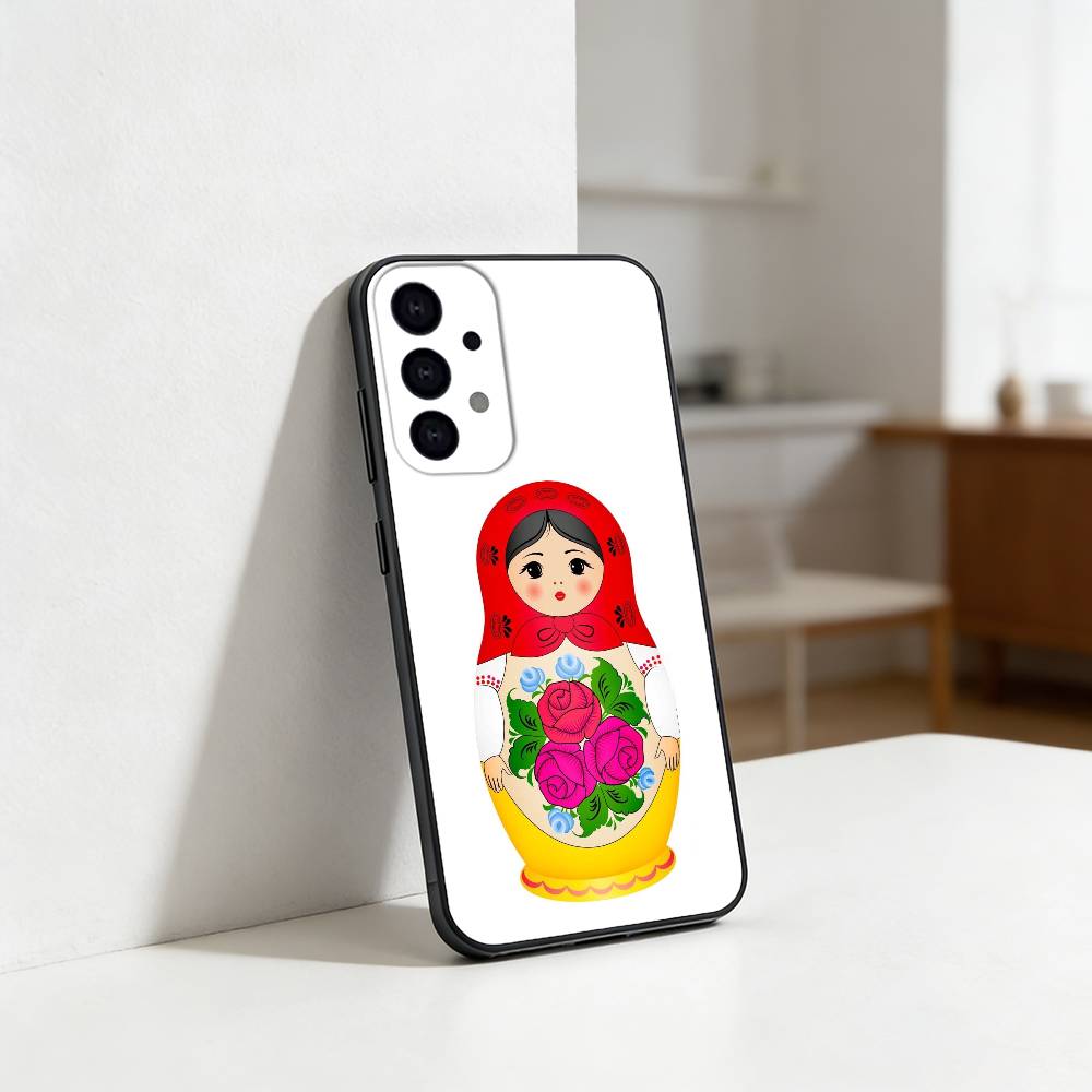 Russian Dolls Matryoshka Phone Case For Samsung S25,24,23,22,30,21,10,9,Ultra,Plus,Lite Soft Black Case