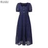 ZANZEA Women Elegant Lace Patchwork Summer Casual Half Sleeve Long Dress