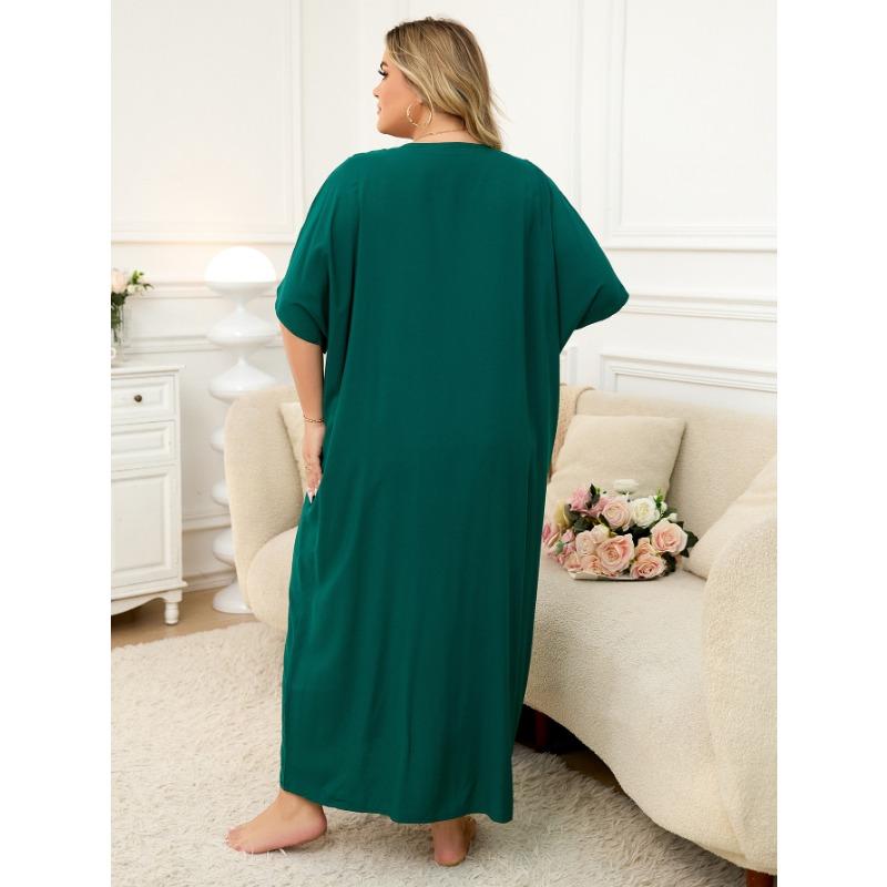 Women's Fashion Summer Spring Flower Pattern Print 1/2 Sleeves V-Neck Loose Waistline Casual Dresses