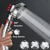 3 Modes High Pressure Big Boost Shower Head Water Saving Chrome Round ABS Rainfall Shower With Stop Button Bathroom Accessoies