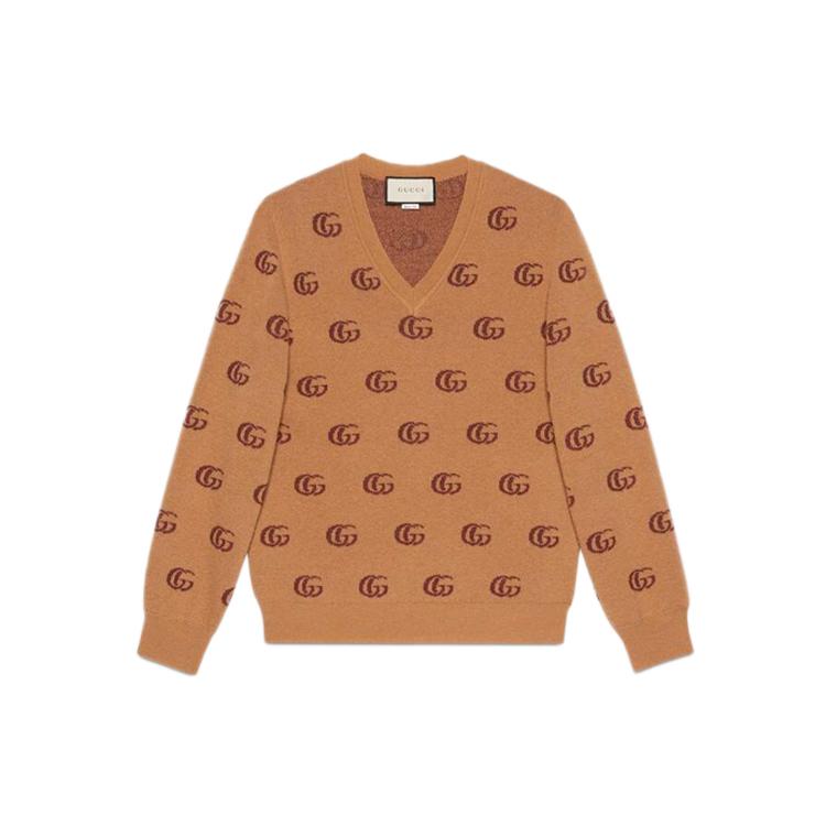 Gucci Double G jacquard wool V-neck jumper 645292-XKBPF-8011