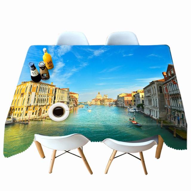 Thicken Cotton Tablecloth Seascape Landscape Pattern Rectangular Round Table Cloth For Wedding Picnic Party