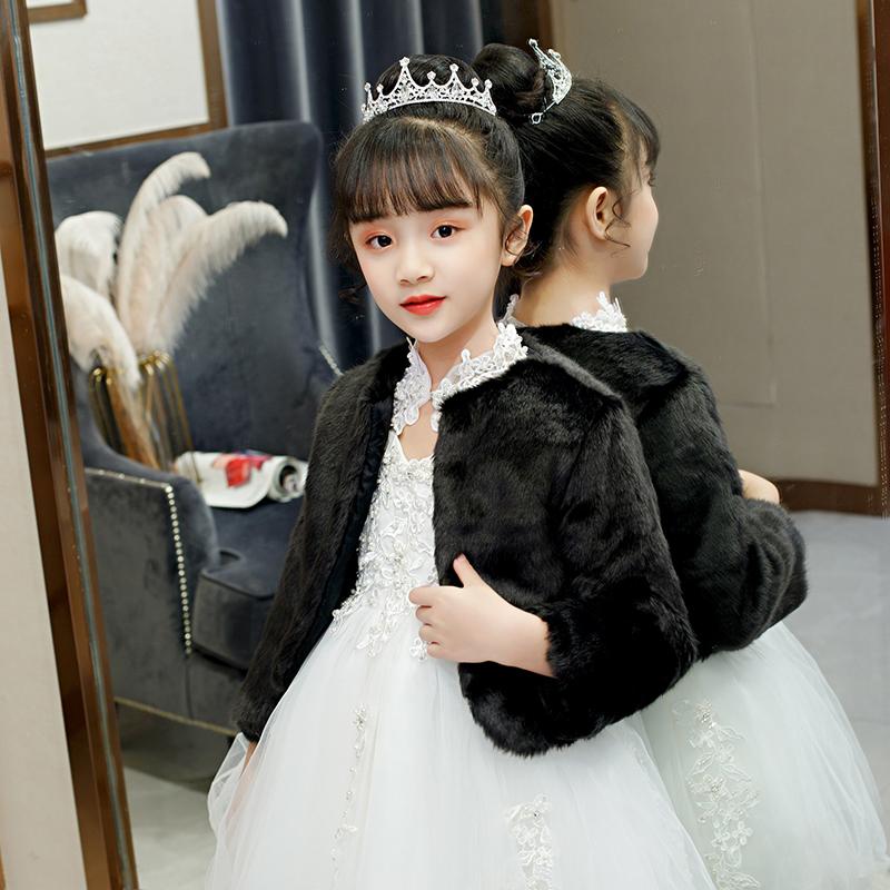 Детское свадебное вечернее платье с запахом из искусственного меха, болеро, накидка, свадебная шаль