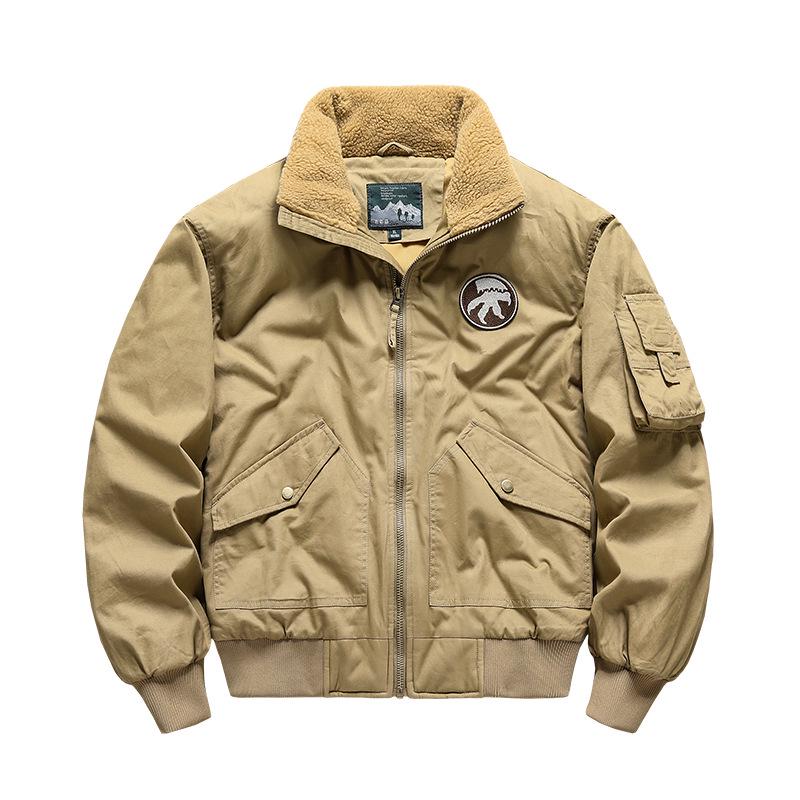 Мужская зимняя куртка Flight Cotton 2024 с воротником из овечьей шерсти, утолщенная, большого размера