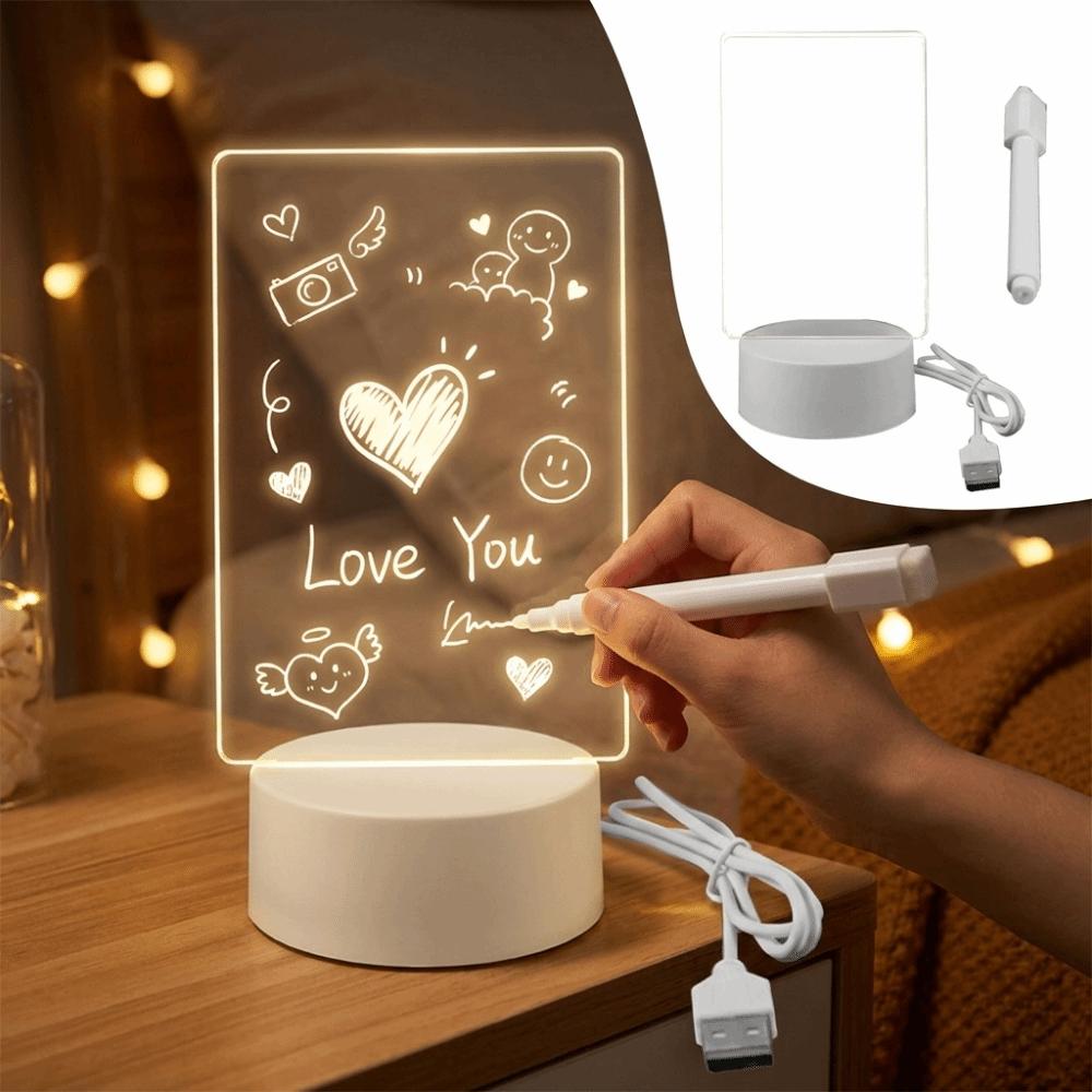 3D Glow Effect Message Board Night Light USB Powered Acrylic Writing Board Bedroom Decor