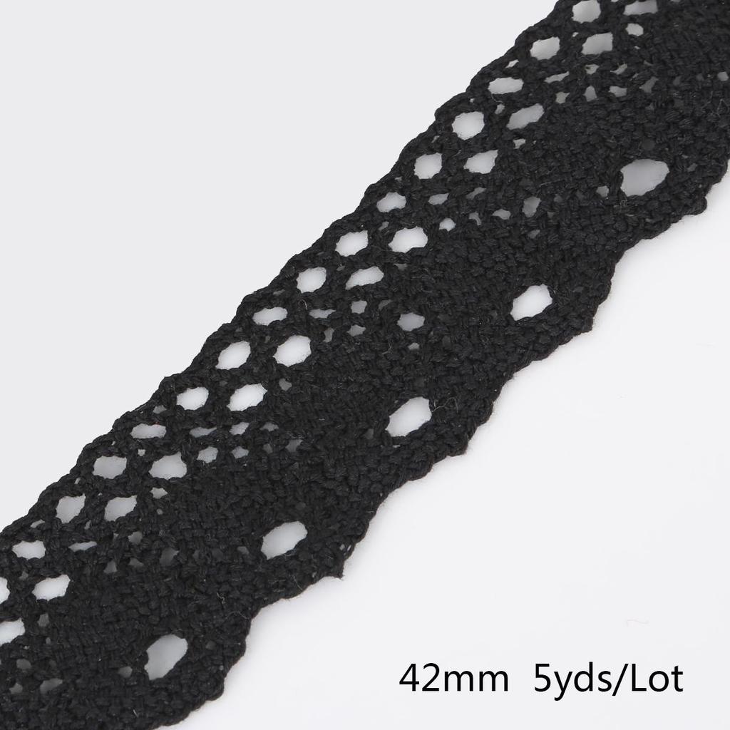 5 ярдов черного хлопкового кружева с декоративными узорами для шитья своими руками и изготовления платьев