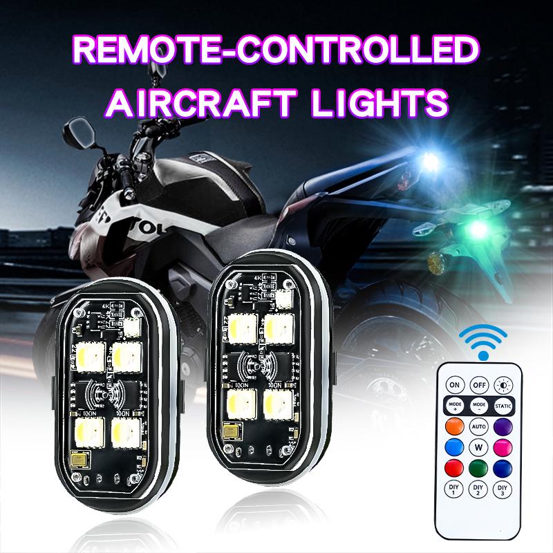 Беспроводные светодиодные стробоскопы с пультом дистанционного управления 8 цветов Водонепроницаемый противоударный сигнальный огонь для мотоцикла автомобиля самолета велосипеда