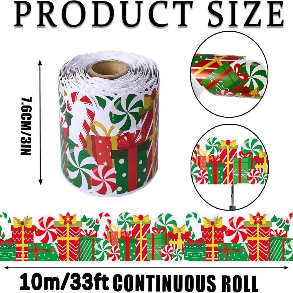 Self Adhesive Christmas Tree Stickers 10m Decorative Border Stickers Classroom Wall Decor