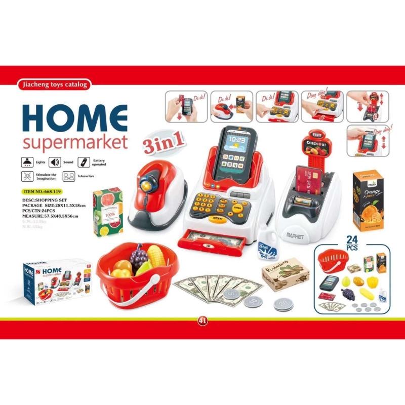 Supermarket Cash Register Toy Kids Checkout Counter Playcashier Register For Kids PlayHouse Toy Credit Card Machine Toy