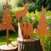 4Pcs/Set Christmas Tree Garden Stake Weather-proof Heavy Duty Outdoor Patio Yard Lawn Metal Elk Silhouette Sign Spike Stick Decoration Ornament