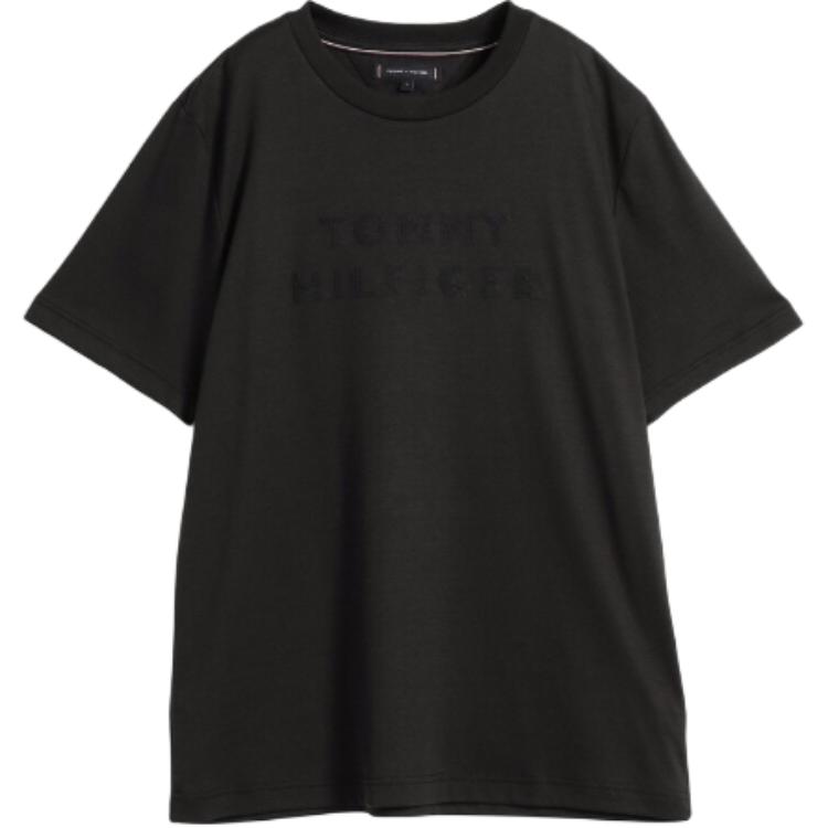Tommy Hilfiger Однотонная футболка с буквой и круглым вырезом для мужчин, топ MW42380000-BDS