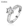 Lindon Classic Copper Alloy Zircon Ring Ladies Jewelry Wedding Promise Party Gift