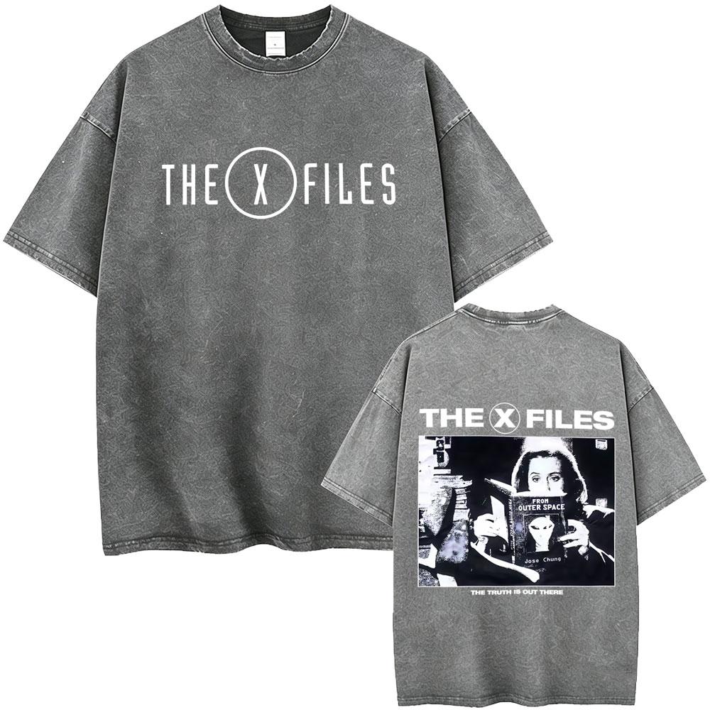 Washed Vintage Movie The X Files All The Taglines The Truth Is Out There Graphic Tshirt Mens Women Casual Cotton Retro T Shirt