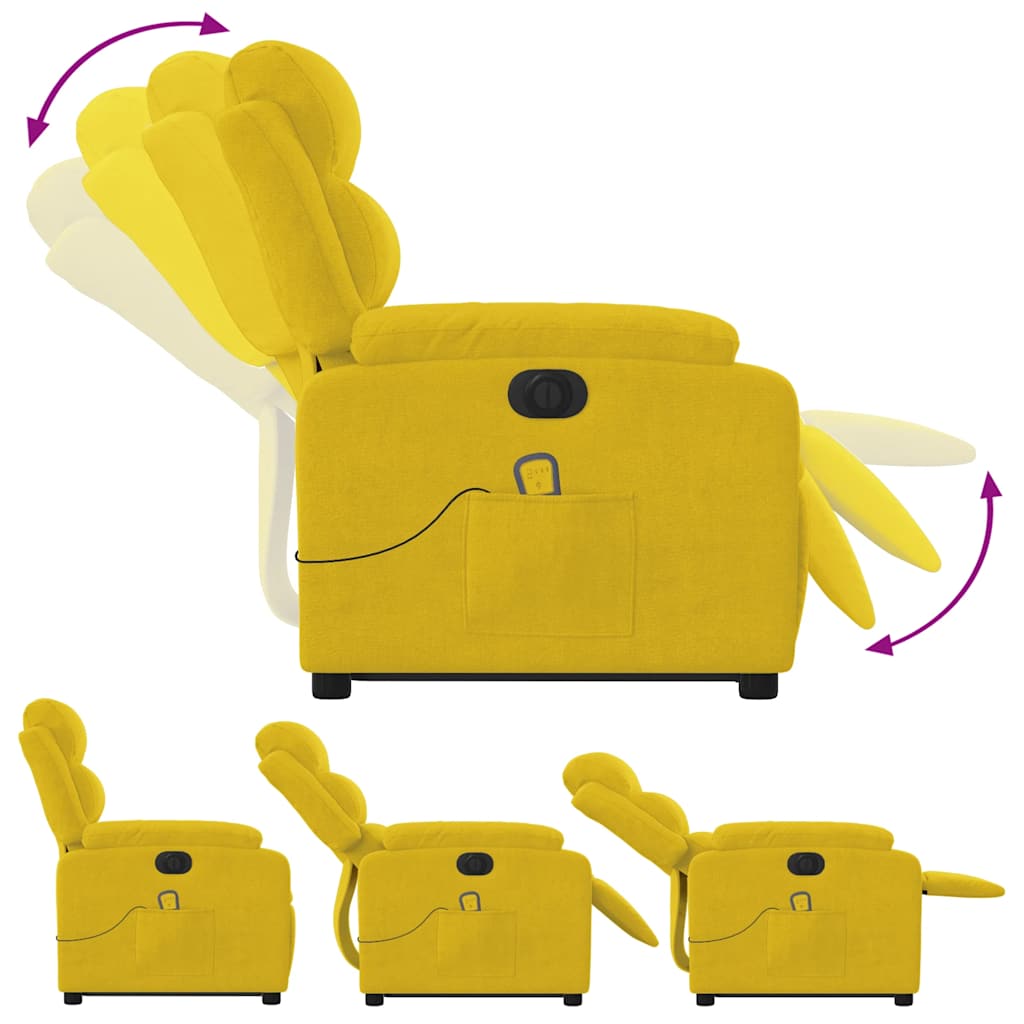 Electric Recliner with Lift Function Yellow Velvet