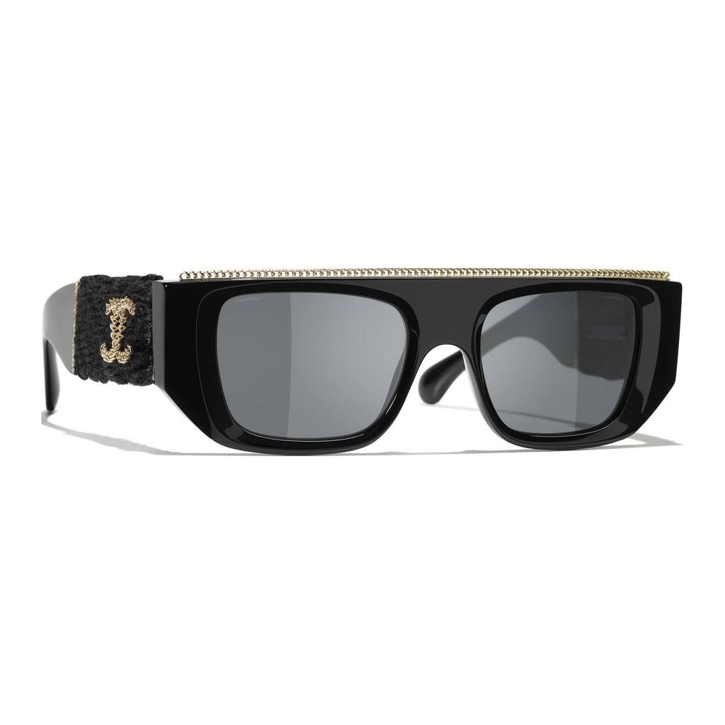 Chanel Logo Arm Acetate Pilot Sunglasses Women sunglasses Black C622/S4,A71549-X22001-S3005