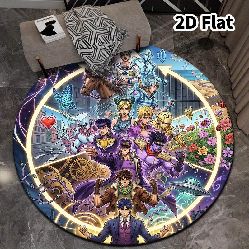 Ковер круглый ковер JoJo's Bizarre Adventure для гостиной, спальни, дивана, игровой комнаты, нескользящий коврик для пола