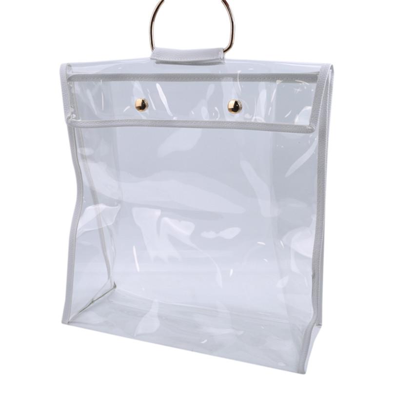 Hanging Handbag Organizer Closet Transparent Storage Bag Door Wall Clear Shoe Bag with Hanger Pouch