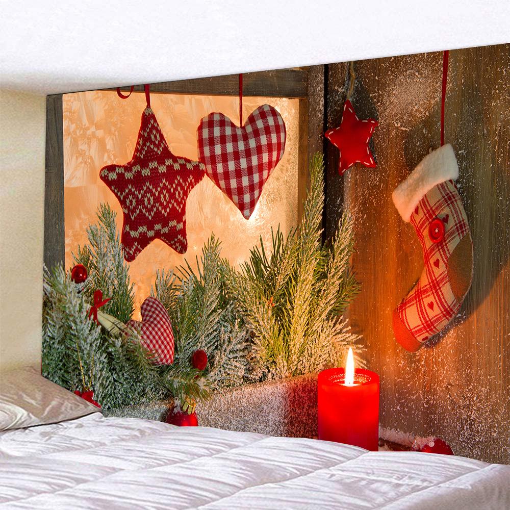 Рождественский гобелен настенный Санта-Клаус Рождественская снежная сцена гобелен на окно Эстетический декор комнаты украшение для дома и праздника