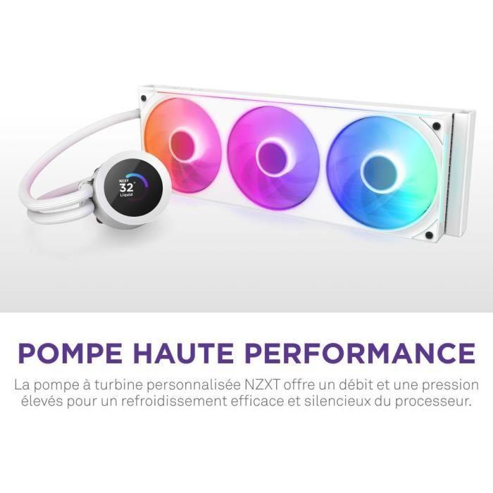 Watercooling - NZXT - RL-KR360-W2 - Kraken Plus 360 RGB - Écran carré 1.54 personnalisable et ventilateurs RGB - Blanc