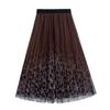Women Autumn Winter Vintage Skirts Lady Leopard High Waist A-Line Mid-long Female Casual Slim Pleated Skirt