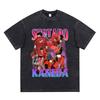 Akira Anime Tshirt Men Vintage Washed Black Oversized Streetwear Cotton Short Sleeve Graphic Tees Unisex Tops