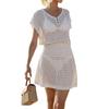 2024 New European & American Crochet Beach Cover-Up Dress