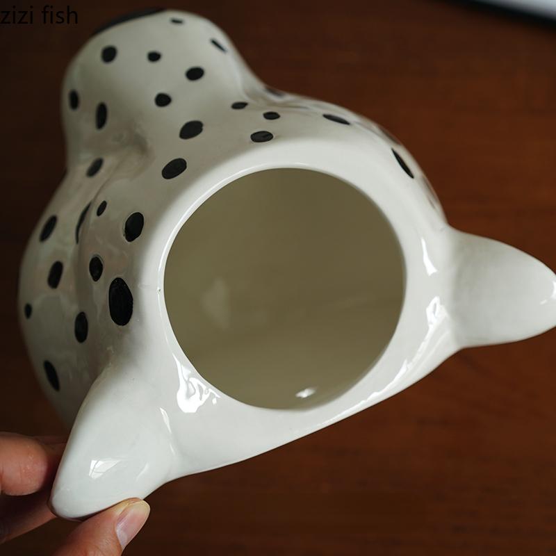 Керамическая ваза для цветов с изображением леопарда, настенная ваза с изображением животных, декоративные вазы, цветочные композиции, гидропонные вазы, украшения, орнамент