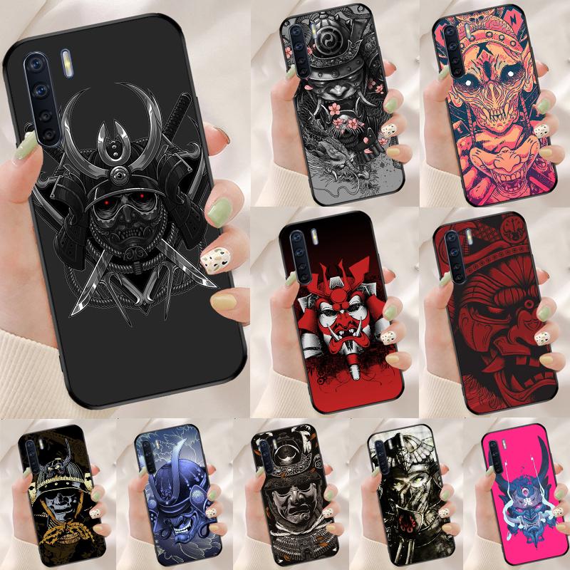 Чехол-маска самурая, шлем воина для Oppo A17 A77 A80 A40 A60 A98 A78 A18 A38 A58 A16 A76 A96 A74 A94 A54 A57S A15