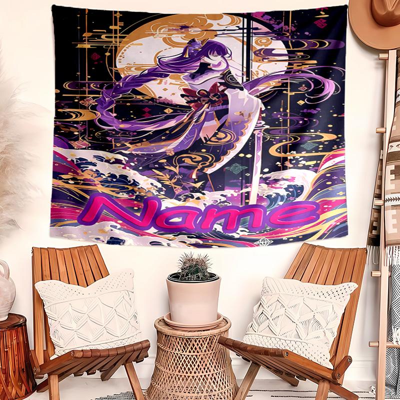 Personalized Genshin Impact Balzebub Background Tapestry,Custom Name Birthday Party,Multifunctional Wall Decoration for Home Decor,Various Occasions