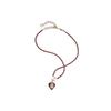 Chanel Double C Rhinestone Heart Chain Necklace Women necklace Red AB7388-B06928-NF641