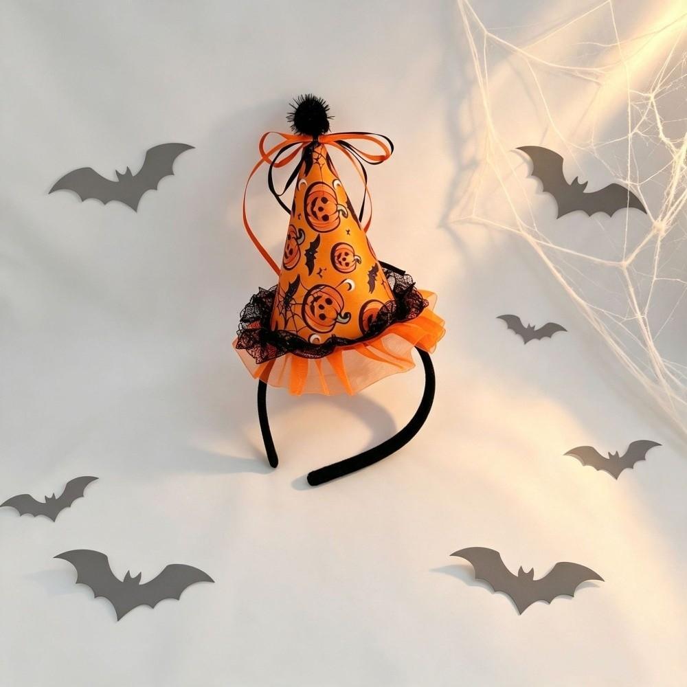 Flower Halloween Party Hair Band Bow Halloween Headband Funny Halloween Witch Hat Hair Hoop Kids