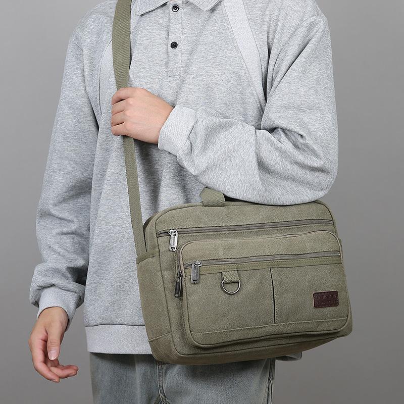 Men's Luxury Canvas Messenger Bag - High Quality Crossbody Shoulder Tote (Vintage Style Travel & Casual Handbag)
