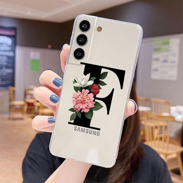 Прозрачный чехол для Samsung Galaxy S22 S20 FE S21 S10 S9 Plus Note 20 Ultra 10 Lite 9, мягкий чехол из ТПУ для телефона с буквами «сделай сам», цветок