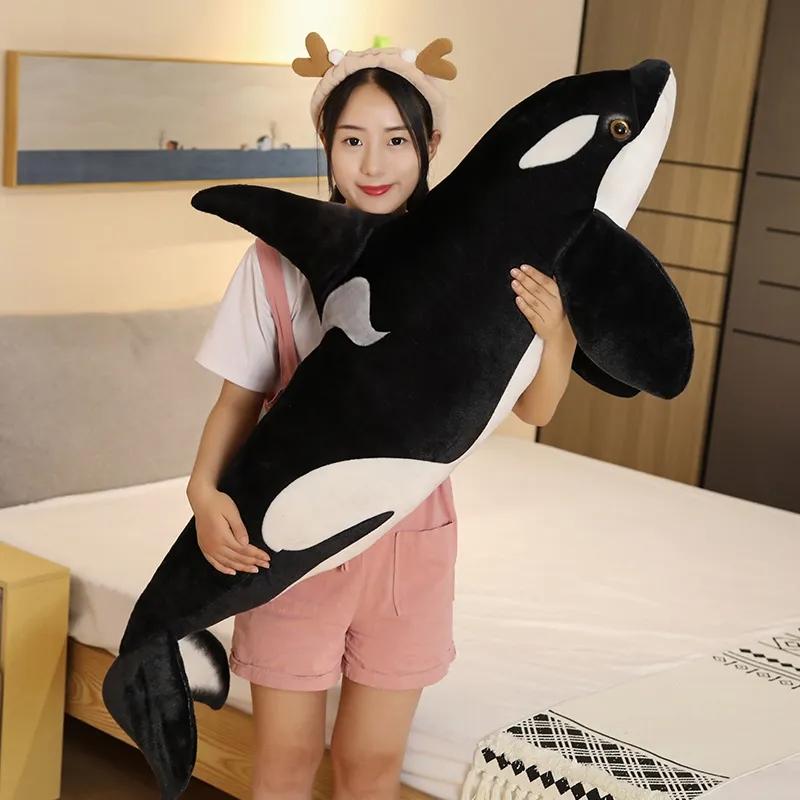 Гигантские 130 см Плюшевые игрушки Косатка Мягкая кукла Рыба Orcinus Orca Акула Мультяшная Мягкая Подушка для сна Дети Девочки Малыш Забавный Подарок
