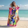proof beach towel with Arale pattern - soft,absorbent,quick-drying,machine washable - perfect for swimming,camping,bathing
