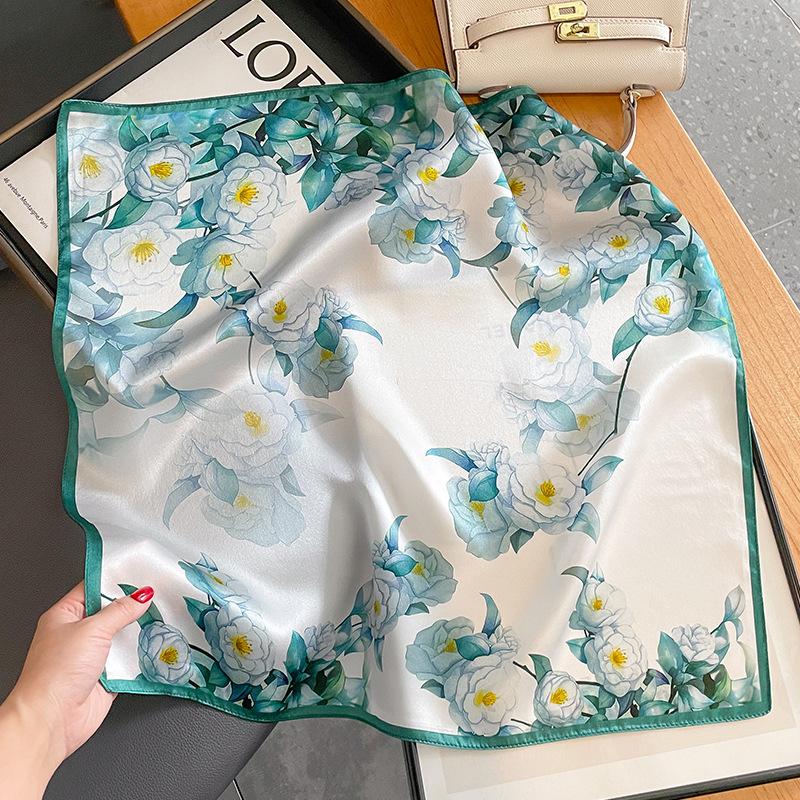1116 fresh printing fashion silk small square scarf women's silk scarf decorative scarf mulberry silk shawl temperament scarf