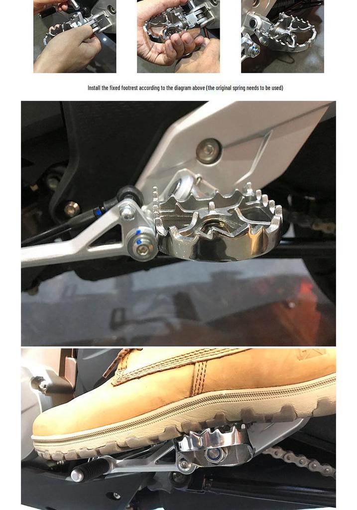 Поворотные подножки N-STAR Beast 650 из нержавеющей стали - Широкая поверхность с шипами для мотоциклов