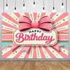 Pink Bow Theme Birthday Party Decoration Banner Girl Butterfly Bow Balloon Flowers Background Baby Shower Photo Supplies Gifts