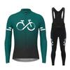 Men Women Cycling Long Sleeve Jersey Set Solid Gradient Minimalist Winter Ride Wear