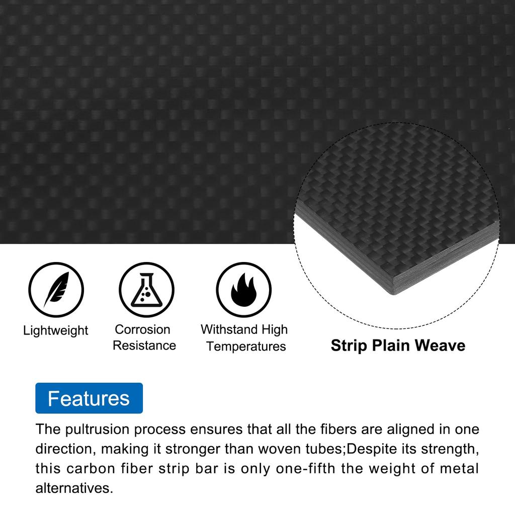 Uxcell 1pcs Carbon Fiber Sheet 250x100x6mm Glossy Surface Paltrusion Flat Carbon Fiber Board Weave Panel Sheet for Kite RC Airplane