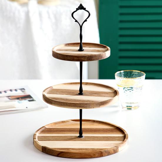 Прочная деревянная подставка для кексов с круглыми краями, экономящая место для сэндвич-хлеба, подставка для свадебного торта