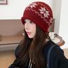 Snowflake Jacquard Knitted Hat Drawstring Warm Knitted Cap Classic Winter Cold Hat Women's Fashion