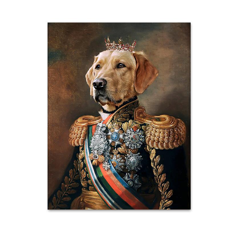 Собака в военной форме Картины на холсте на стене Художественные постеры и принты Классические животные Картины собак Cuadros Домашний декор
