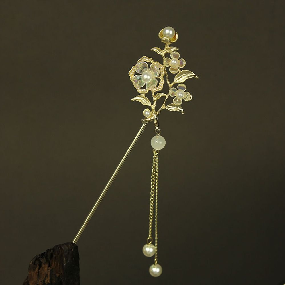 Flower Tassel Hairpin Ancient Style Hair Insert Elegant Hair Sticks  Hanfu