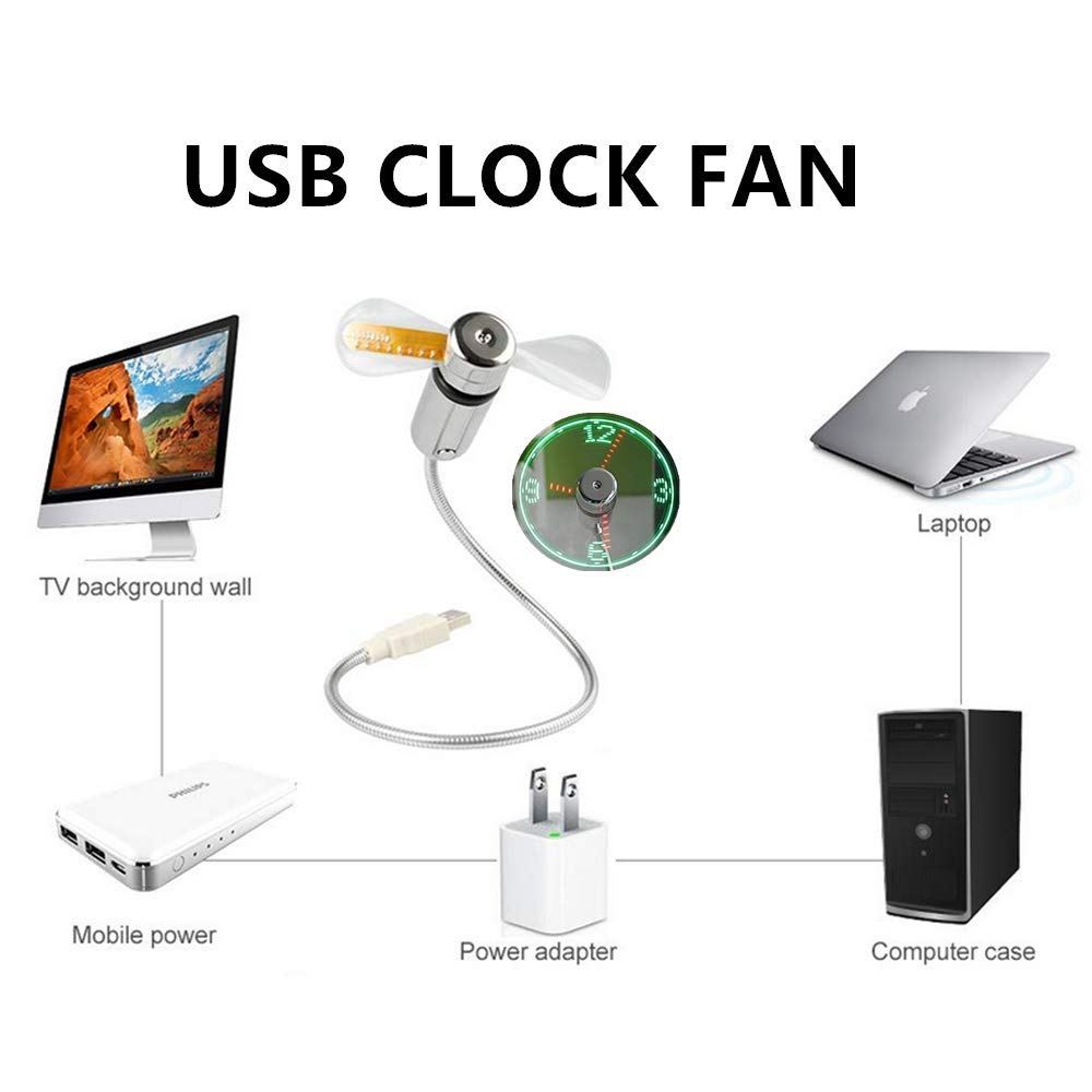 USB-вентилятор с часами, функцией отображения реального времени и температуры, рождественский подарок, ночник, гаджеты для ноутбука, ПК, мини-вентилятор
