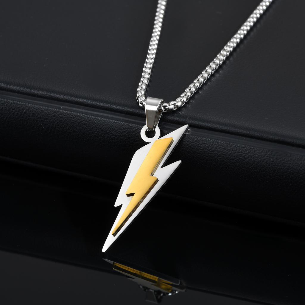 Trendy Lightning Stainless Steel Necklaces for Men,Two Color Lightning Pendant Necklace,Party Hip Hop Jewelry Gifts