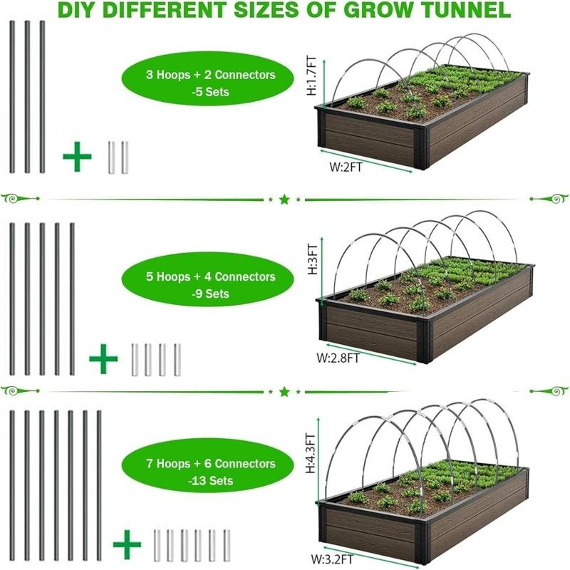 Комплект дуг для теплицы для приподнятых грядок своими руками с зажимами, садовая дуга для сетки