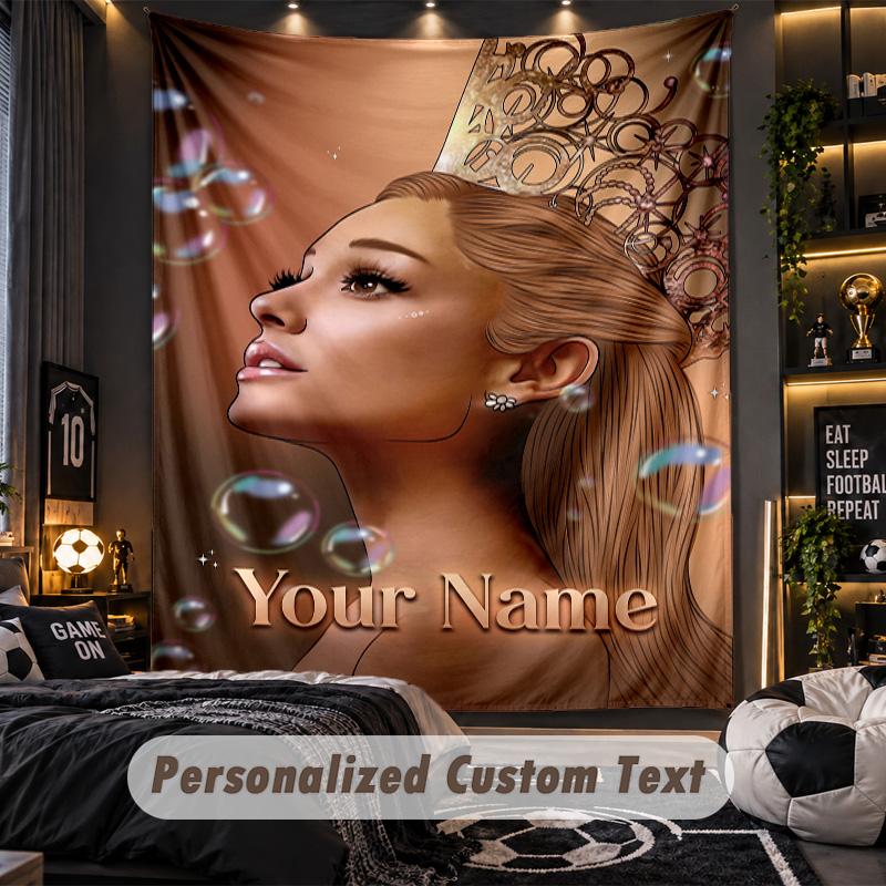 Personalized Wall Tapestry,Ariana Grande Custom Printed Name, Fabric Wall Art For Indoor Room Backdrop