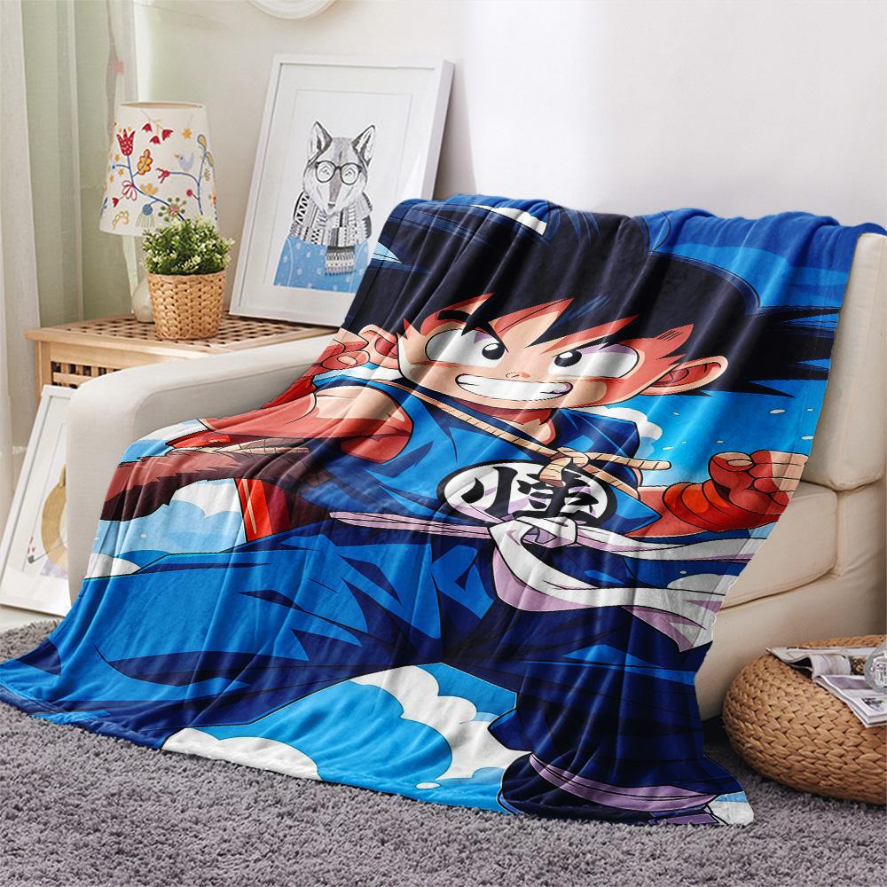 1PC Son Goku Patterned Flannel Blanket Suitable For All Seasons For Home Decor Warmth And Comfort Gifts Holiday Present