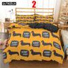Cute Cartoon Bedding Set 2/3pc 3d Dachshund Animal Duvet Cover Set With Pillowcase Bedclothes Luxury Home Decor For Kids Gift